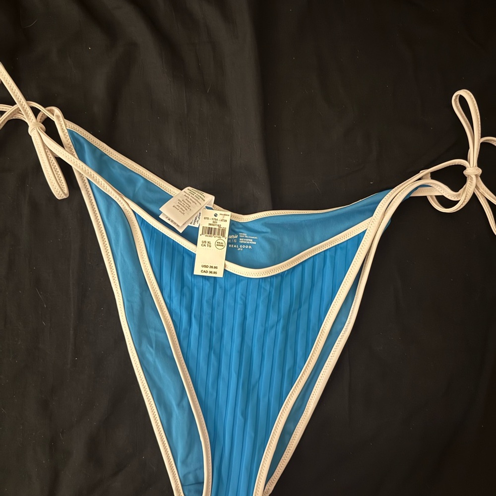 Blue Bikini Bottom with White Trim